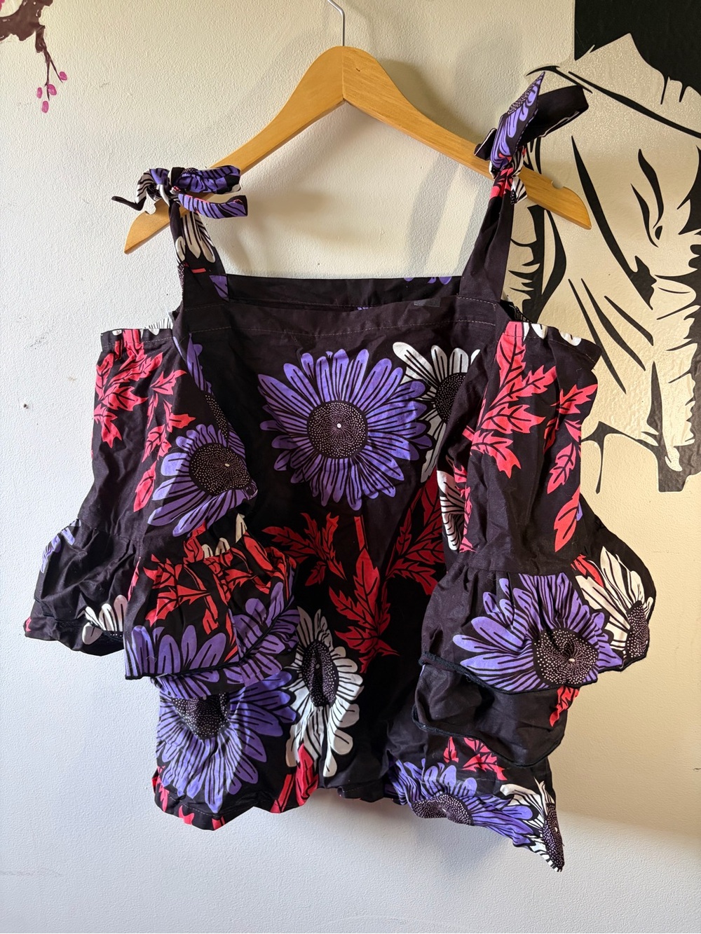 Ankara Tie-Off-Shoulder Ruffle Top - Picture 5 of 5